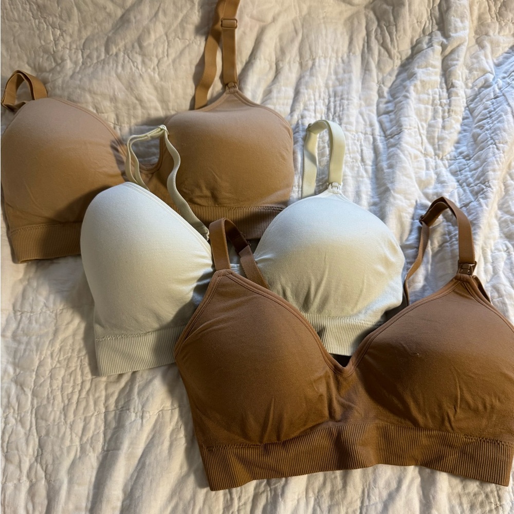 BLANQI Tan Cream Seamless Bra lot of three nursing Med